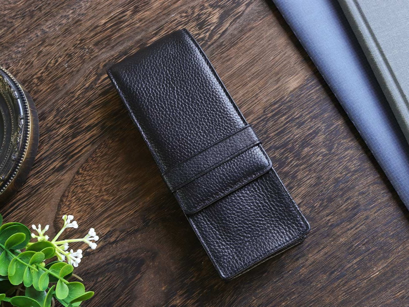 Terasaki Leather Pen Case Black Pen Case Wancher Pen