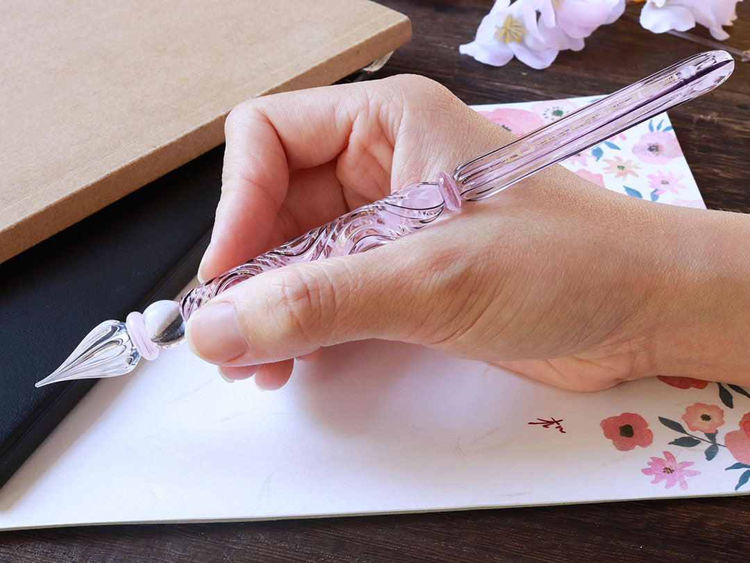 Kunisaki - Glass Dip Pen Set - Sakura Petal Glass Pen