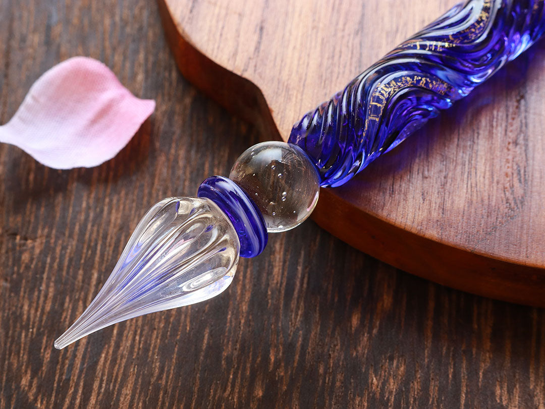 Flyve drage Brudgom Milliard Kunisaki - Glass Dip Pen Set - Blue Rose Glass Pen | Wancher Pen