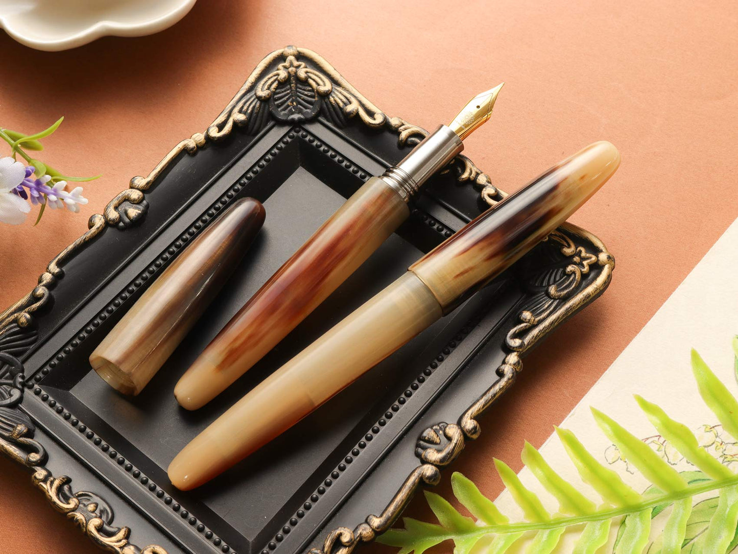 Buffalo horn fountain pen jowo stainless nib titanium parts