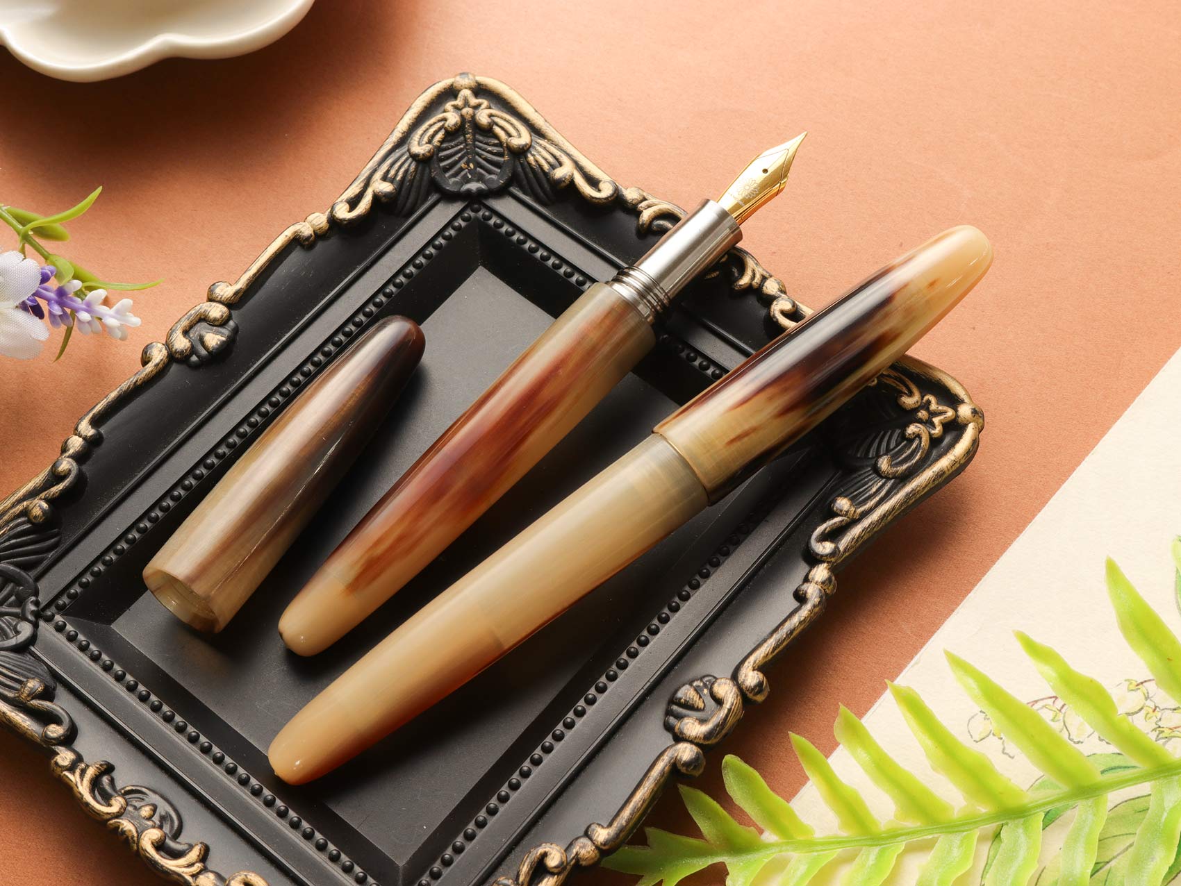 Buffalo horn fountain pen jowo stainless nib titanium parts