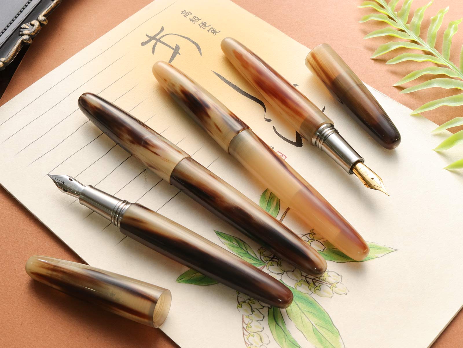 Buffalo horn fountain pen jowo flexible stainless nib titanium parts