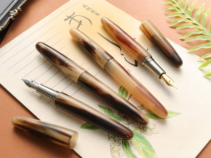 Buffalo horn fountain pen jowo flexible stainless nib titanium parts