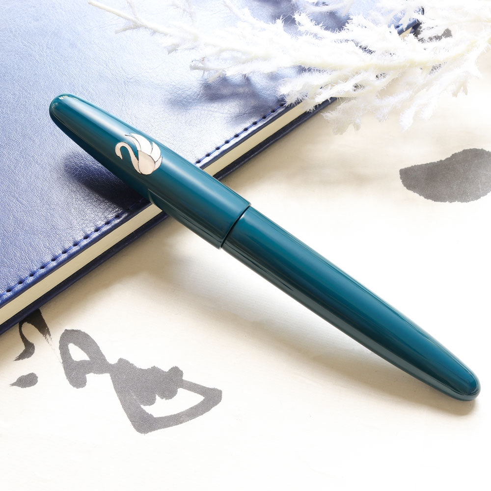 Dream Pen Zogan Swan - Urushi Teal Fountain Pen - Wancher Pen