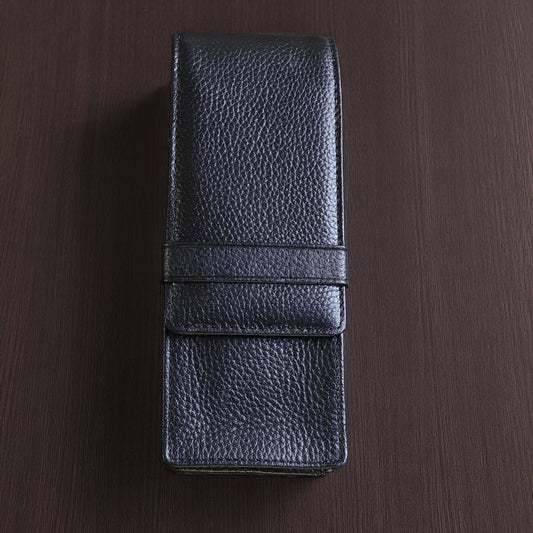 Terasaki Leather Pen Case - Black Pen Case - Wancher Pen