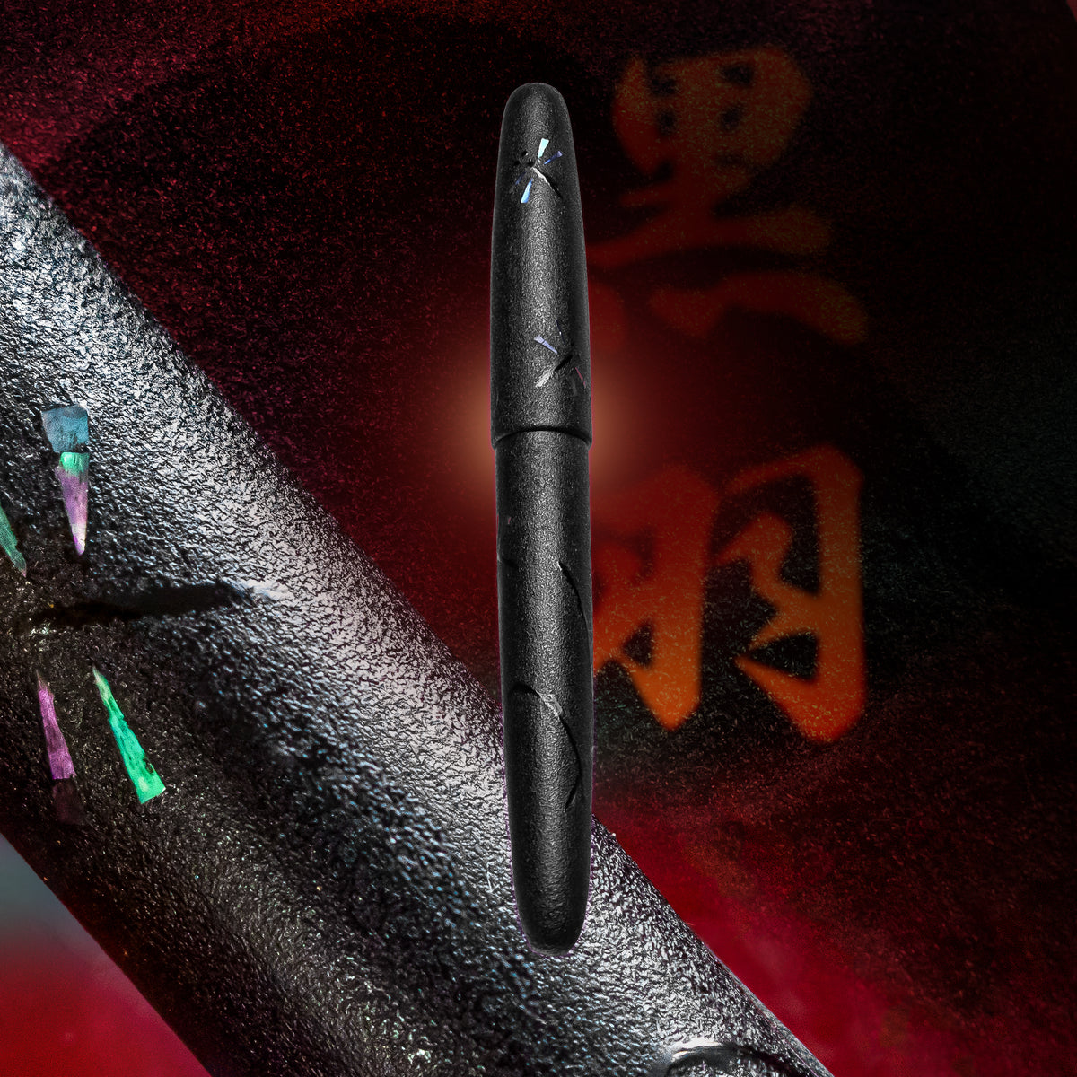 Wancher Oita Urushi Kuroha Fountain Pen  Hero Image Raden Mother-of-pearl art Japan Japanese 