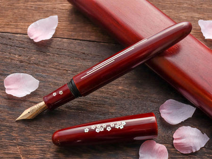 Zogan Sakura River - Urushi Aka Tamenuri [AS IS Sale] Fountain Pen - Wancher Pen