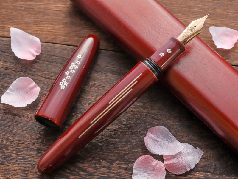 Zogan Sakura River - Urushi Aka Tamenuri [AS IS Sale] Fountain Pen - Wancher Pen