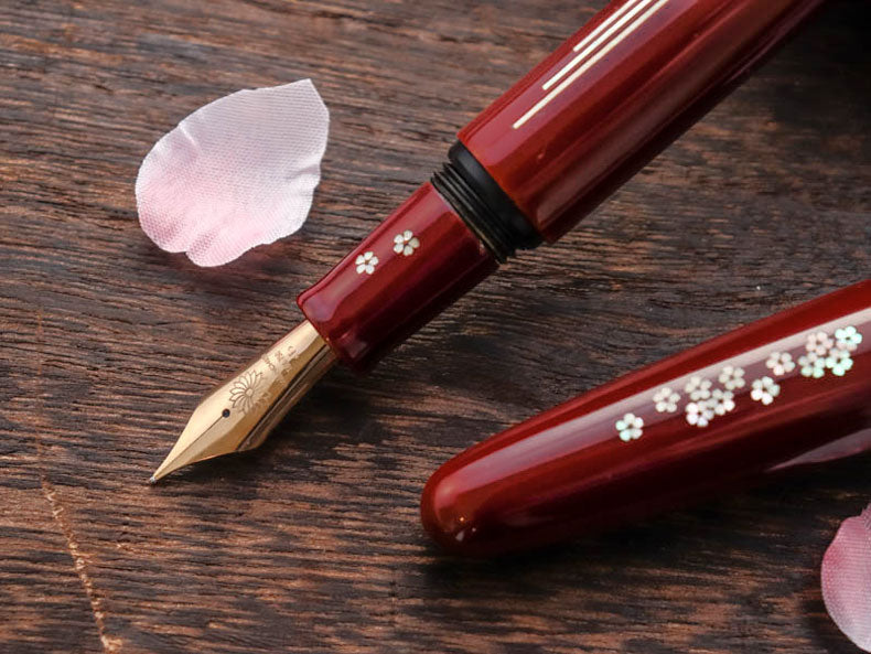 Zogan Sakura River - Urushi Aka Tamenuri [AS IS Sale] Fountain Pen - Wancher Pen