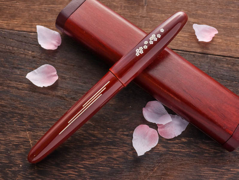 Zogan Sakura River - Urushi Aka Tamenuri [AS IS Sale] Fountain Pen - Wancher Pen