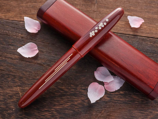 Zogan Sakura River - Urushi Aka Tamenuri [AS IS Sale] Fountain Pen - Wancher Pen