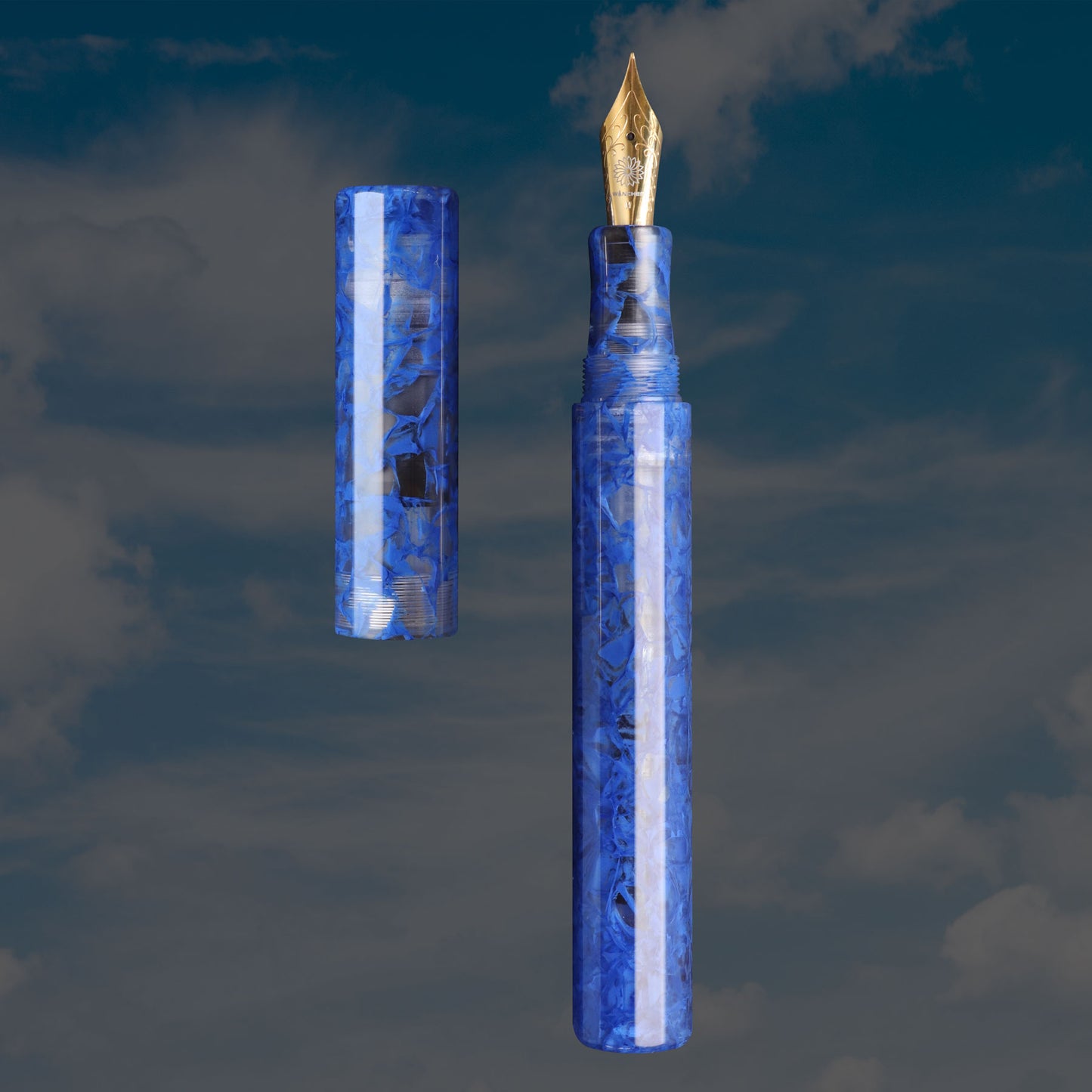 KALEIDO Fountain Pen - Blue Marbles (Fuun) - Wancherpen International