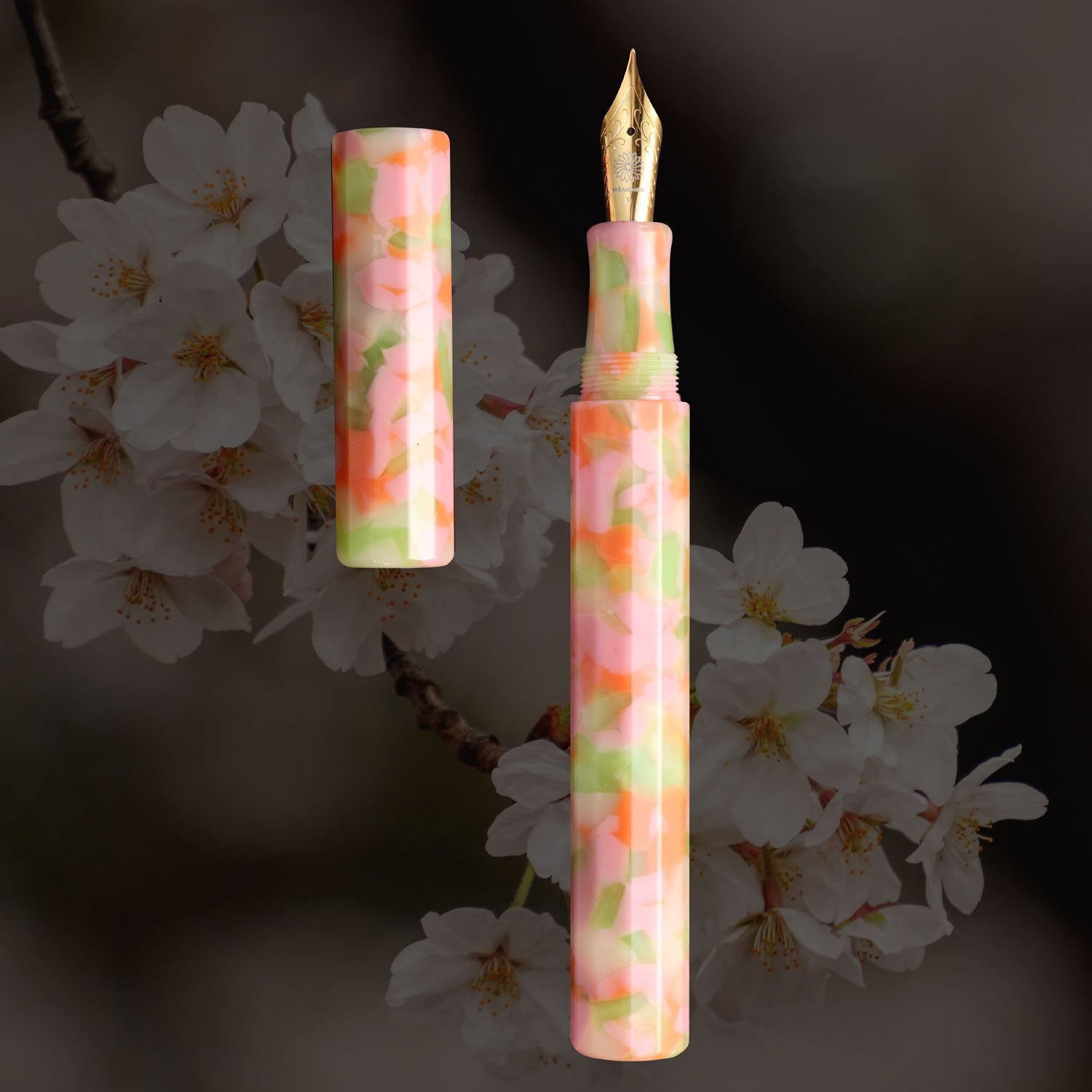 Wancher Fountain Pen - KALEIDO - Pink (Wazakura) - Premium Acrylic