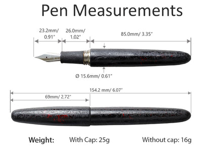 Oita Urushi - Kurozan Fountain Pen Fountain Pen - Wancher Pen