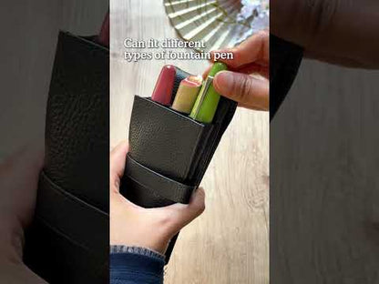 Terasaki Leather Pen Case - Black
