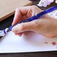 Kunisaki - Glass Dip Pen Set - Blue Rose - Wancherpen International