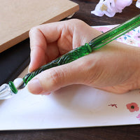Kunisaki - Glass Dip Pen Set - Shamrock Green - Wancherpen International