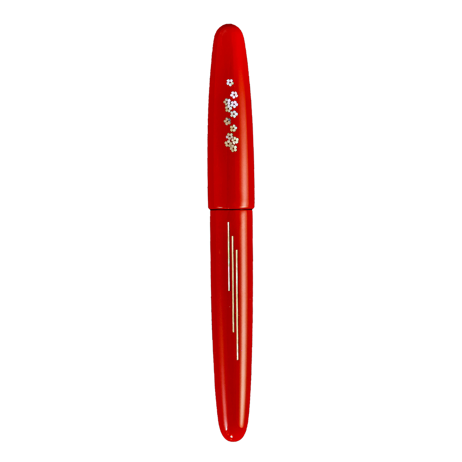 Zogan 桜の川 Sakura River - Urushi Red Fountain Pen - Wancher Pen