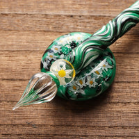 Kunisaki - Glass Dip Pen Set - Green Wood  04 - Wancherpen International
