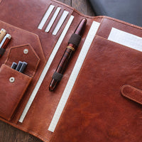 Leather Notebook Cover A5 - Compact - Cognac Brown - Wancherpen International